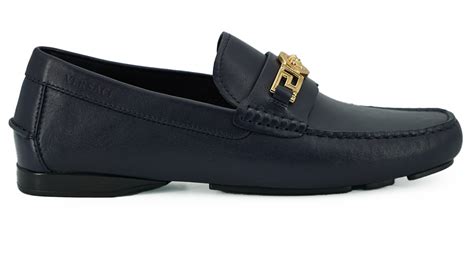 Versace Elegant Navy Blue Calf Leather Men's Loafers – Bluefly